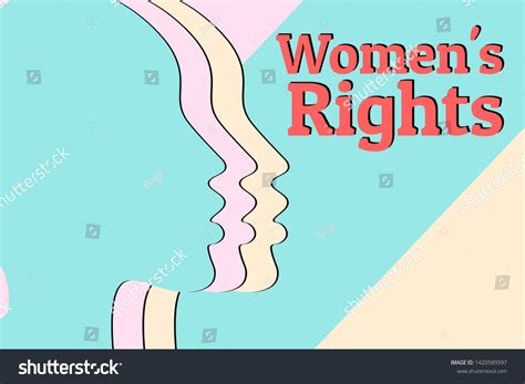 Womens Rights Concept Background Three Silhouettes Stock Vector