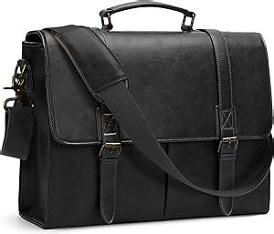 RAINSMORE Messenger Bag For Men Laptop Bag 15 6 Inch PU Leather