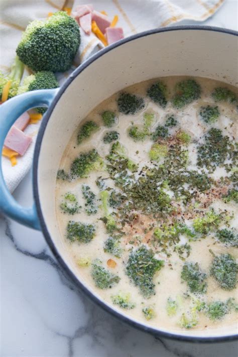 Keto Ham Soup With Broccoli Cheese Hearty Delicious Kasey Trenum