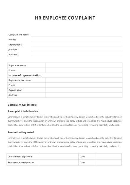 Hr Complaint Form Template Download 67 Forms In Word