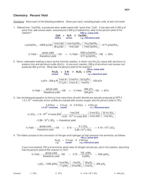 Pdf Chemistry Percent Yield Free Chemistry Materials