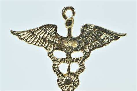 14k Caduceus Medical Symbol Nurse Doctor Yellow Gold Charmpendant