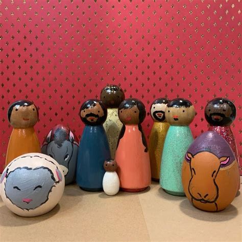 Colorful Peg Doll Nativity Etsy Nativity Peg Doll Peg Dolls