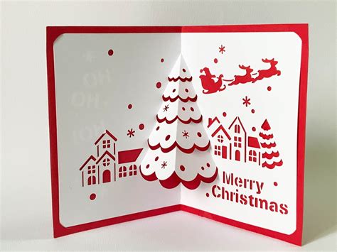 Digital Template Pop Up Christmas Card Christmas Village And Santas