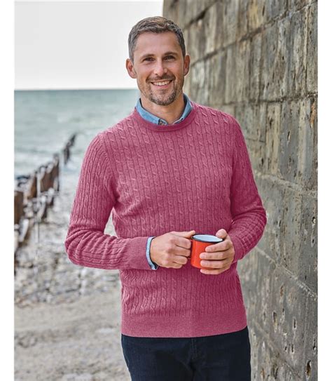 Light Berry Cashmere Merino Cable Jumper WoolOvers UK