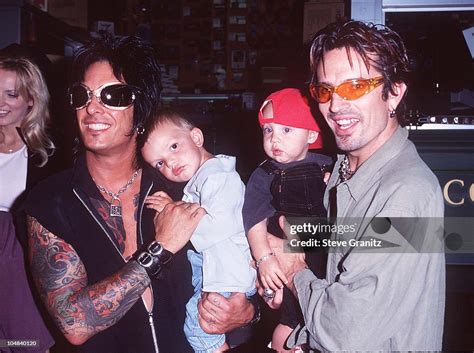 Tommy Lee And Nikki Sixx And Kids During Motley Crue Puts Hands In Cement