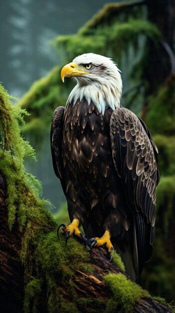 Premium AI Image | a bald eagle perched on a tree