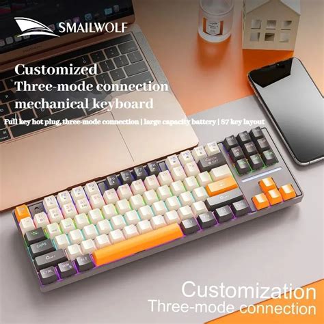 Smailwolf Mk Rgb Backlit Bluetooth Wireless Mechanical Keyboard Keys Hot Swappable Usb For