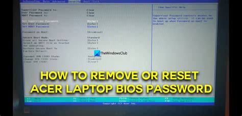 How To Remove Or Reset Acer Laptop Bios Password