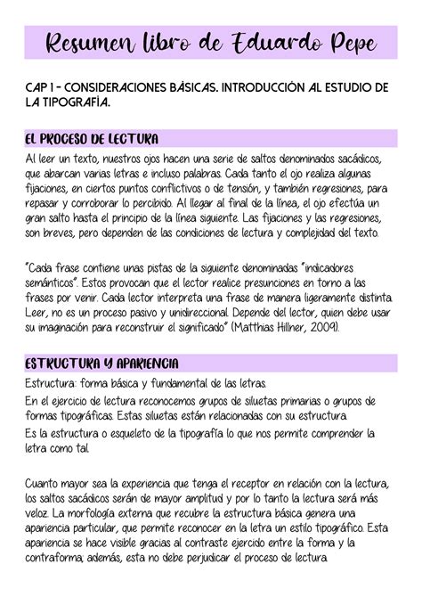 Resumen Libro Eduardo PEPE Tipografía Básica CAP 1 Consideraciones