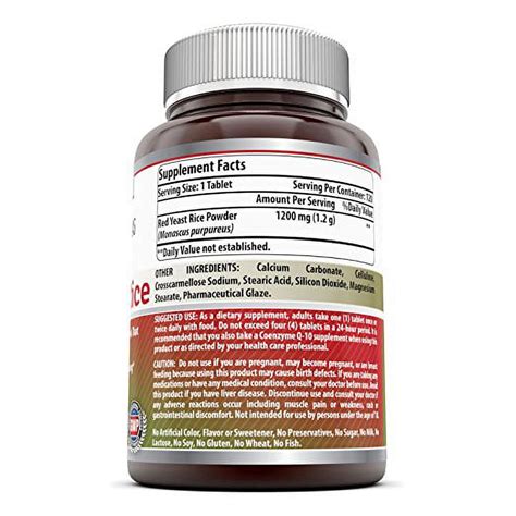 Amazing Formulas Red Yeast Rice 1200 Mg 120 Tablets