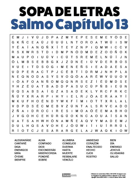 Sopa De Letras De La Biblia Gratis Salmo Capítulo 13 Sopa De Letras