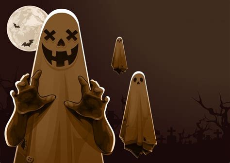 Premium Vector Happy Halloween Greeting With Ghost Floating In The Air