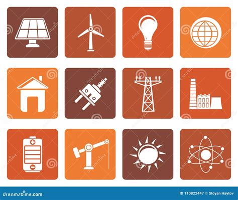 Icônes Plates De Puissance D énergie Et D électricité Illustration de