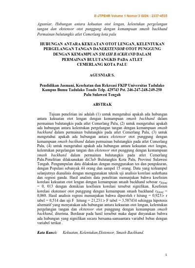 HUBUNGAN ANTARA KEKUATAN OTOT LENGAN KELENTUKAN PERGELANGAN TANGAN