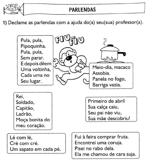 Ensinando E Aprendendo A Prof Ana Alice Atividades Parlendas