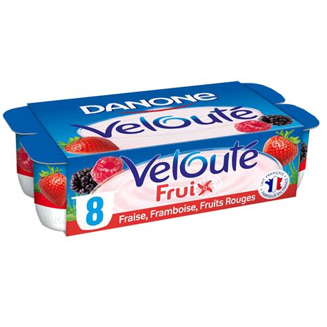 Yaourt aux fruits rouges brassé fraise framboise DANONE VELOUTE FRUIX