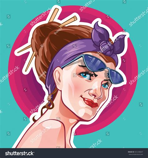 Retro Woman Portrait Vector Illustration Stock Vector Royalty Free