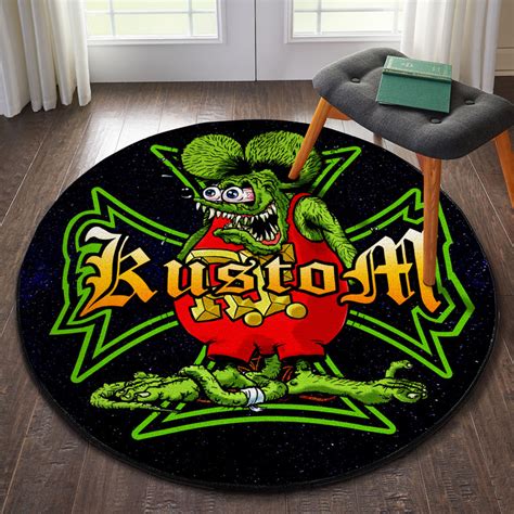Rat Fink Hot Rod Garage Kustom Kulture Round Mat Rustypod Store