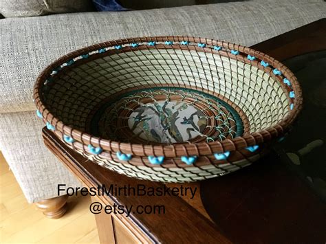 Pine Needle Basket By Judie Battle Turquoise Accents And Bold Stitches