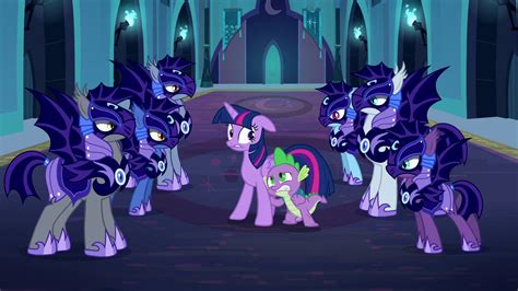 Image Nightmare Moons Guards Surround Twilight And Spike S5e26png