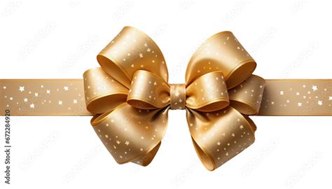 Gold Star Gift Bow Ribbon Isolated On Transparent Background Png Stock