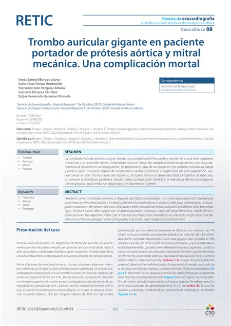 PDF Trombo auricular gigante en paciente con prótesis aórtica y