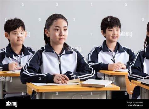 Chinese Students Learning In Classroom Stock Photo Alamy