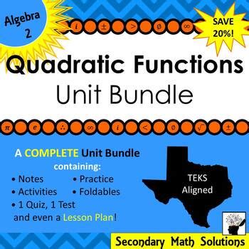 Quadratic Functions Unit Bundle Algebra Curriculum Tpt