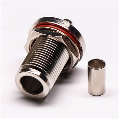 N Type Connector Female Straight Front Bulkhead Crimp Type For Coaxial