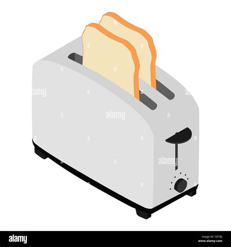 Isometric Toaster With Toasted Bread For Breakfast Inside Isolated On