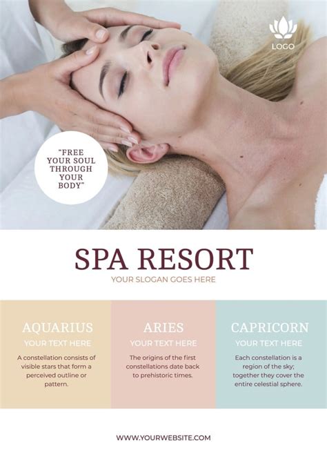 Free Simple Cream Spa Resort Flyer Template