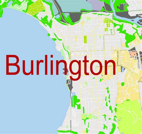 Burlington Vermont US: Free download vector map of Burlington Vermont US in Ai, PDF, SVG