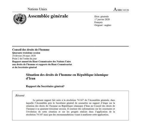 Rapport du Secrétaire général des Nations Unies sur la Situation des