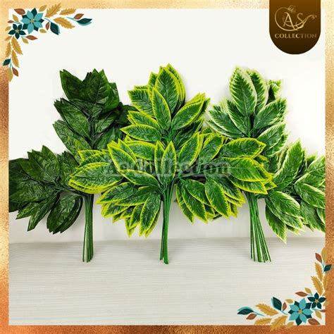 Jual COD 1 LUSIN DAUN MANGGA CABANG 3 ARTIFICIAL DAUN DEKORASI HIASAN