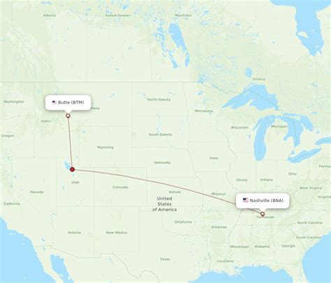 All Flight Routes From Nashville To Butte BNA To BTM Flight Routes