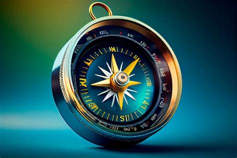 Premium Photo Metal Compass On A Blue Background Generative Ai