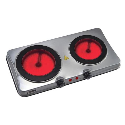 Courant Ceramic Glass Burner In And In Stainless Steel Hot Plate Ceb St The