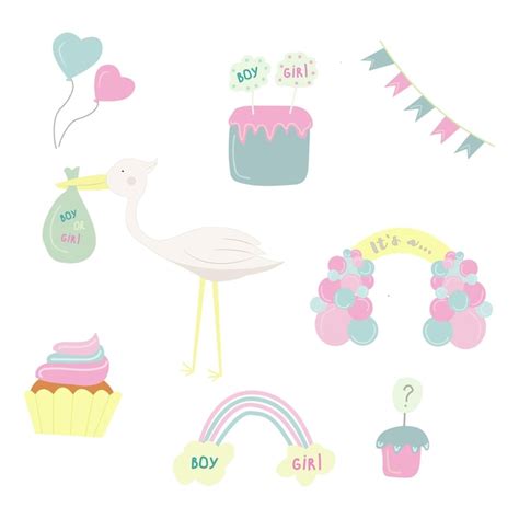 Premium Vector Set Baby Gender Reveal Party