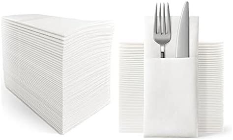 Amazon Disposable Linen Feel Dinner Napkins With Built In Flatware