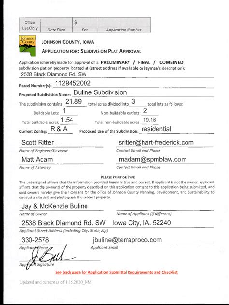 Fillable Online Planning Subdivision Fees And Forms Government Of