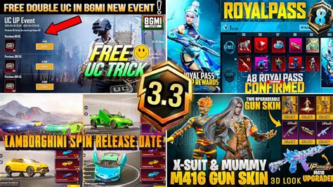 🟠next Uc Dhamaka Event Bgmi A8 Royal Pass 1 To 100 Rp Rewards Lamborghini Super Car Release