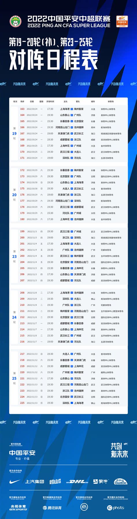 中超联赛更新赛程 10月24日进行第19轮补赛 中国江苏网