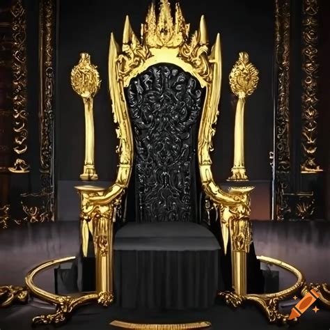 Black And Gold Decopunk Throne Room On Craiyon