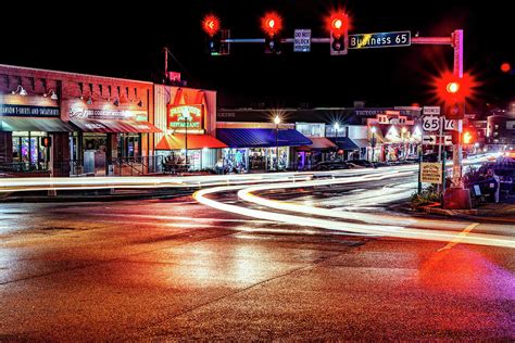 Downtown Historic Branson City Skyline Lights Photograph By Gregory