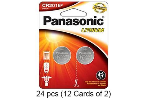 24 Pack Cr2016 Panasonic 3 Volt Lithium Coin Cell Batteries 12 Cards Of 2