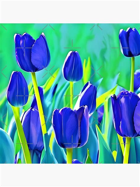 Beautiful Blue Tulips Artwork Sticker For Sale By Gramizzia Redbubble