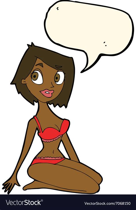 Cartoon Pretty Woman In Underwear With Speech Vector Image