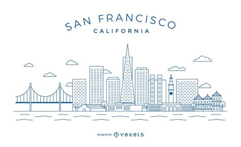 San Francisco Minimalist Skyline Vector Download