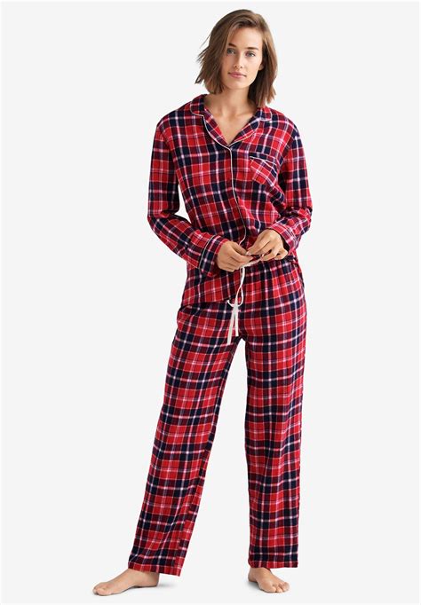 Plaid Flannel Pajama Set By Ellos® Plus Size Womens Sets Full Beauty